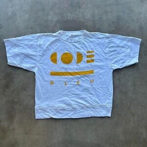 Vintage 70s Code Bleu Jeans White Short Sleeve Crewneck Sweatshirt Size M